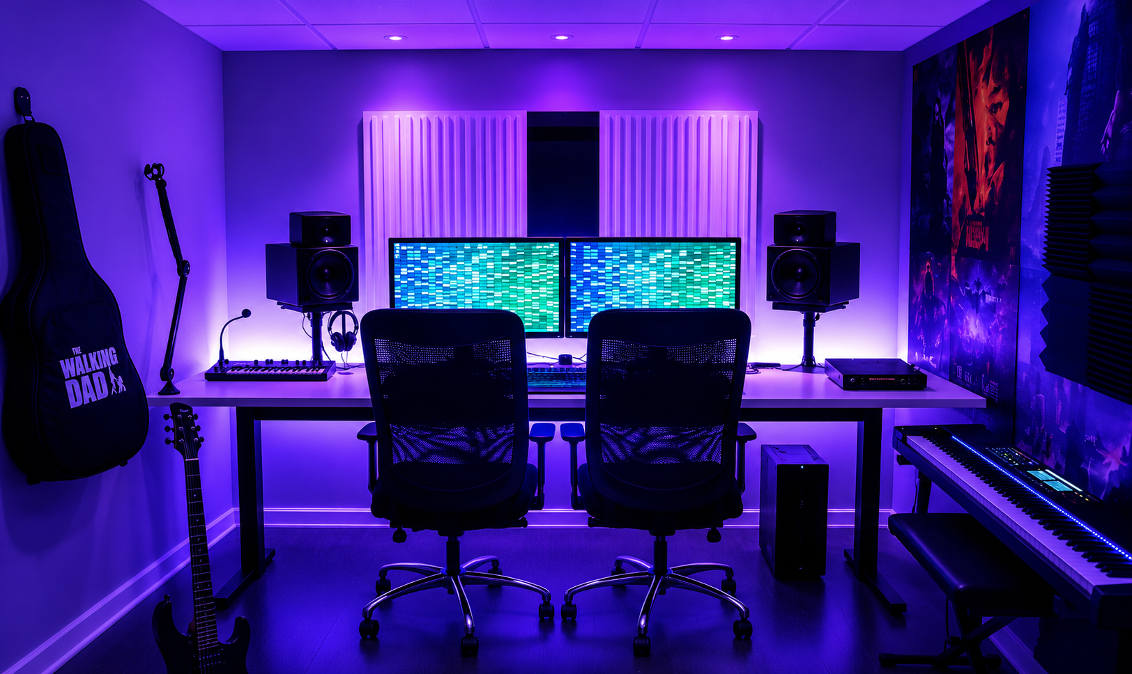 Studio 2 på Stora torget – kreativ studio i källarplan med instrument och studio-setup